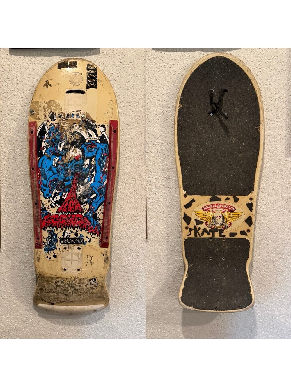 1986 Santa Cruz Rob Roskopp Ultra RARE Target 4 Foam-Core Used Skateboard Deck